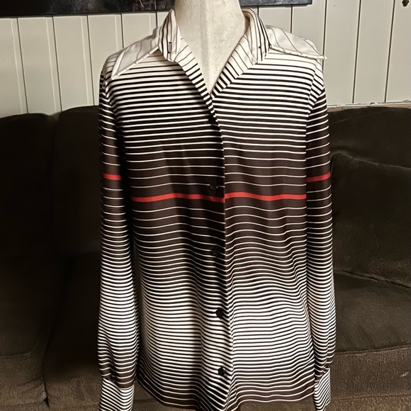 Styled by Terry Chicago • Vtg • Brown/White • Striped • Women • Large • Blouse - Picture 3 of 16